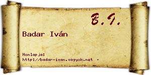 Badar Iván névjegykártya